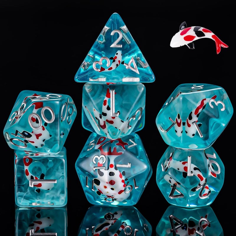 weyano Fish/Animal Resin D&D Dice Set, 7pcs Polyhedral Dice (D4, D6, D8, D10, D12, D20, D%) for Dungeons and Dragons, RPG, MTG, Role Playing Games - Image 1